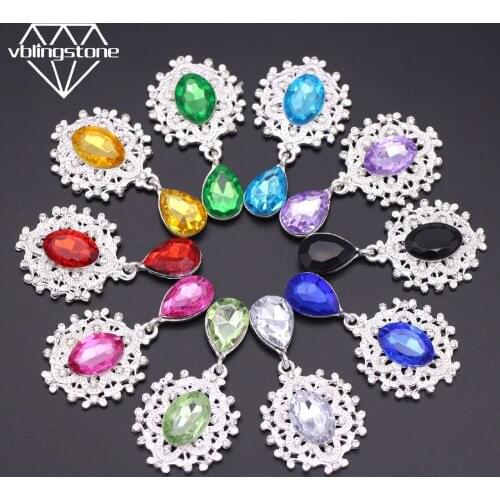 10Pcs Crystal Pendants Button Flower Glass Flatback Rhinestone Buttons For Clothes Metal Button Hair Clip/Brooch Jewelry Crafts