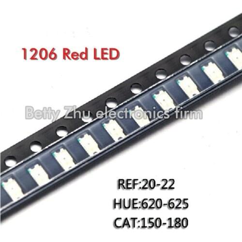 1000PCS/LOT 1206 red SMD LED bright red light-emitting diodes 3216