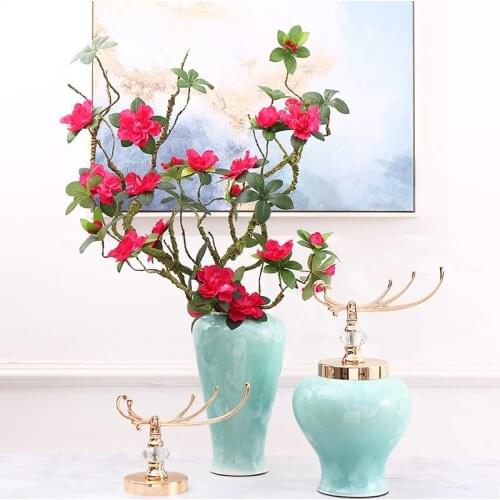 110cm Artificial flowers arrangement vase Long stem branch decorative Azalea Silk flower wedding home room table Wall decoration