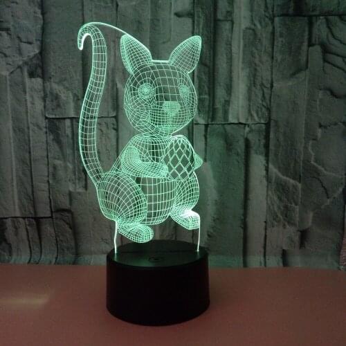 Squirrel 3d Lamp Factory wholesale 7 color change Touch Led Visual Table Lamps Gift Atmosphere, Desktop 3d Table Lamp