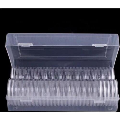40 Coin Capsules With 40 Foam Gaskets And 1 Plastic Storage Box Coin Collecting Box For 16 20 25 27 30 38 46mm Coins