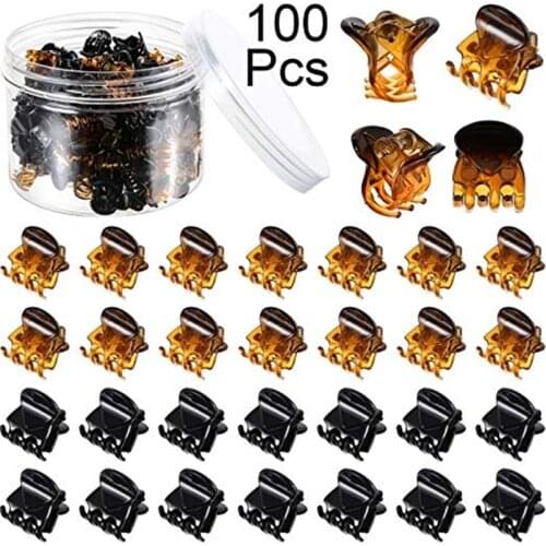 50/100pcs 1.5cm/1cm black/brown/Transparent Mini Hair Claw Clips Plastic Claws Pins Clamps Small Jaw for Girls and Women ACC101