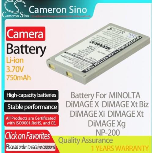 CameronSino Battery for MINOLTA DiMAGE X DiMAGE Xi Xt DIMAGE Xt Biz DiMAGE Xg fits MINOLTA NP-200 Digital camera Batteries 3.70V