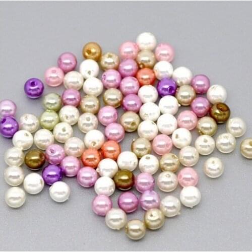 Free shipping-1000 PCs Random Mixed Pearl Imitation Acrylic Round Beads 6mm M00867