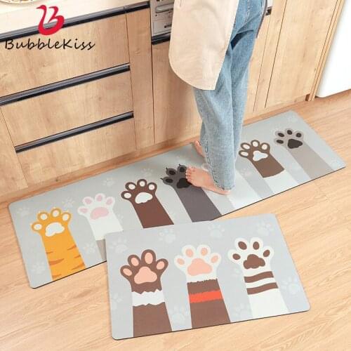 Bubble Kiss Kitchen Carpet PVC Cute Cartoon Easy To Clean Carpet Balcony Small Fresh Area Rug Non-Slip Bathroom Soft Door Mat