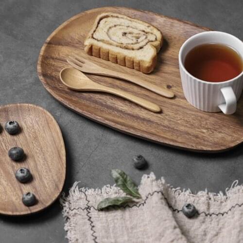 Whole Wood Walnut Wood Irregular Oval Solid Wood Pan Plate Fruit Dishes Saucer Tea Tray Dessert Dinner Plate Tableware Set