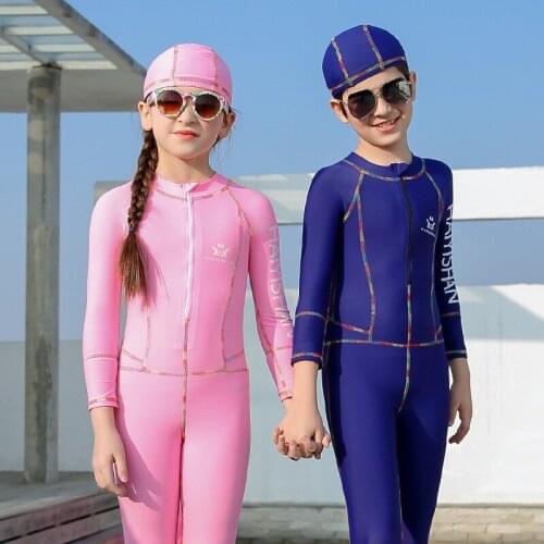Childrens Swimsuit Kids Girls 2020 For Swimwear Children Suits Boys Long Sleeve Trousers Sun Surfing Solid Swimwear Girl