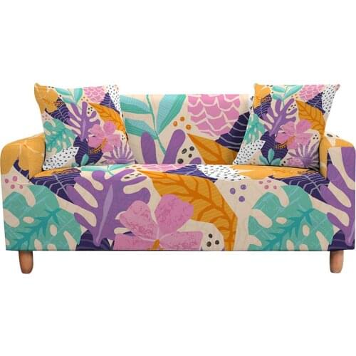 Stretch Nordic Leaves Slipcovers Sofa Cover for Living Room Tropical Plant Flower Sectional L Shape Sofa Couch Cover 2/3 seater