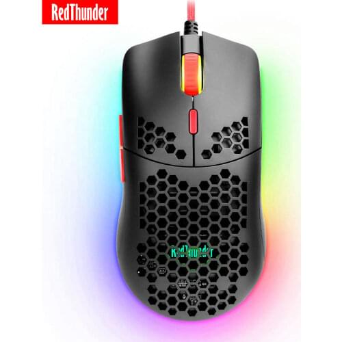 RedThunder M6 Lightweight Honeycomb Shell Wired RGB Gaming Mouse - Programmable 7 Buttons - Adjustable 7200 DPI-for PC PS4 Xbox