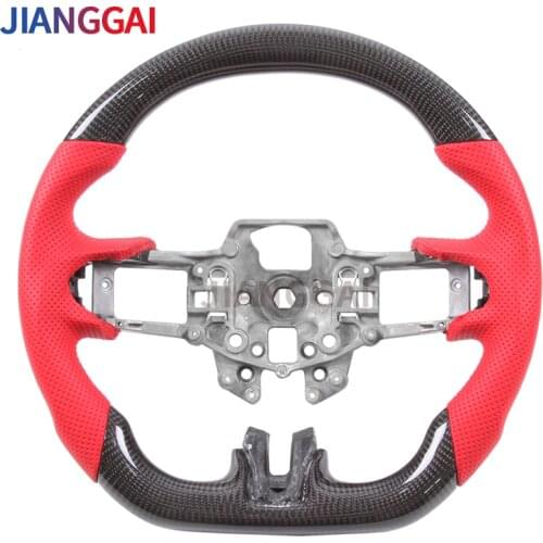 Steering Wheel 100% Carbon Fibre Red Perforated Leather For Ford Mustang 2015-2017 Models