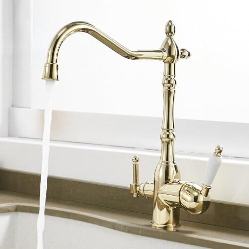 Kitchen Faucets Deck Mounted Torneira Cozinha Mixer Tap 360 Degree Rotation with Water Purification Crane For Kitchen WF-0193K