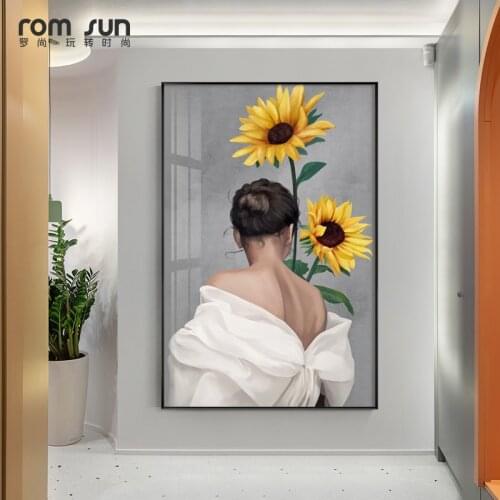 Fashion Wall Art Sunflower Plant Woman Print Sexy Female Poster Canvas Art Beauty Wall Picture Painting Modern Home Decor