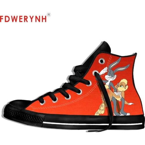 Mens Casual Shoes 2019 New Bugs Lola Bunny Spank Cartoon Punishment Mens Womens Sneakers Black