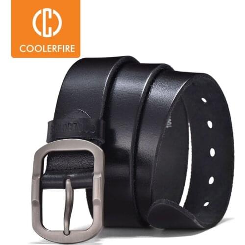 COOLERFIRE Top Cow Genuine Leather Men Belts Newest Arrival Black And Brown Hot Design Jeans Belt For Male Original Brand JTC007