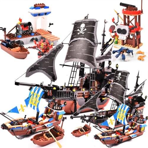 Gudi Pirates ship Sets Caribbean Black Pearl Ghost Ship Royal Warship Models Spanish Armada blocks Gift for kids Brinquedos