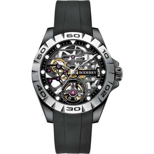 New 2020 Boderry Watch Urban Luxury Mens Watches Skeleton Automatic Mechanical Watch for Men Waterproof Relogio Masculino