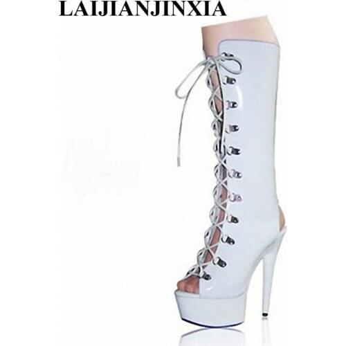 New 15CM PU High Heels Platform Boot Heel Platform Night Club Party Dance Shoes Dance Boots Women High Heels Shoes