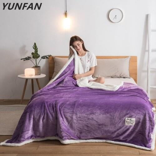 Lambskin Large Warm Thick Christmas Throw Blanket Coverlet Reversible Fuzzy on the sof/Bed Cover purple white solid blankets