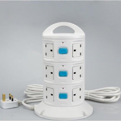 UK Plug Power Strip Switch 1.8M 3M 5M Extension Cord Socket Outlets Main Switch /Independent Sub-switch Table Socket