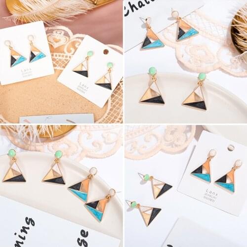 POXAM New Vintage Korean Drop Earrings for women Geometric Statement Hanging Modern Earrings 2020 Female Wedding Fashion Jewelry