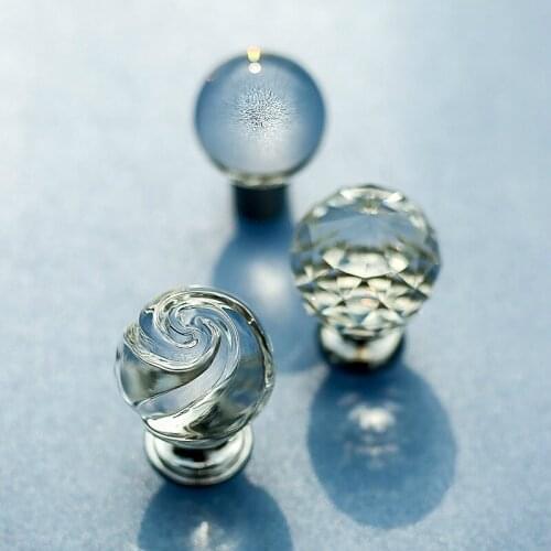 Crystal Drawer Single Hole Small Handle Diamond Shape Transparent Zinc Alloy Wardrobe Door Handle European Cabinet Handle