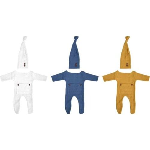 0-6 Week Newborn Photography Props Hat Baby Boy Girl Romper Bodysuits Outfit Photography Baby Studio Shooting Props Clothing