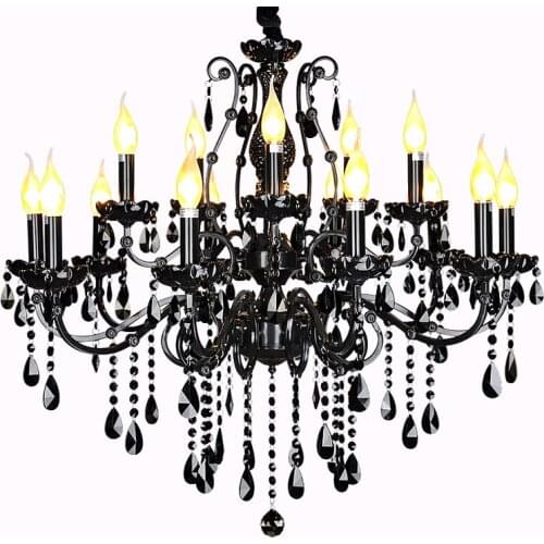 Bar Retro black chandelier iron Kitchen cafe lighting home led lustre cristal droplight 110-240V led chandeliers indoor lighting