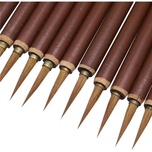 5 pcs Brown Hook Line Pen Chinese Calligraphy Watercolor Wolf Hair Brush Artist art Acrylic Acid Student Learning Stationery