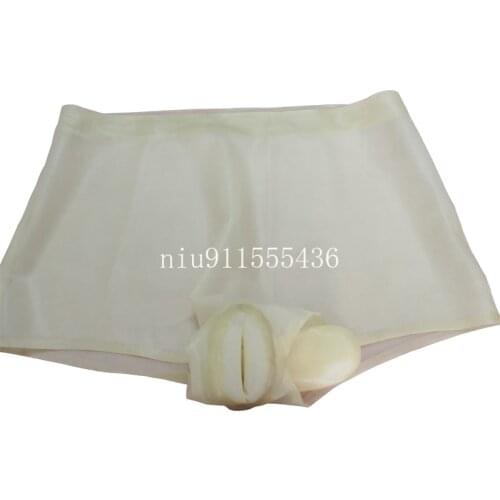 Sexy Latex Underwear Boxer Shorts Briefs With Anus Condom&Vaginal Lips Handmade Women Short Pants kakegurui cosplay costume