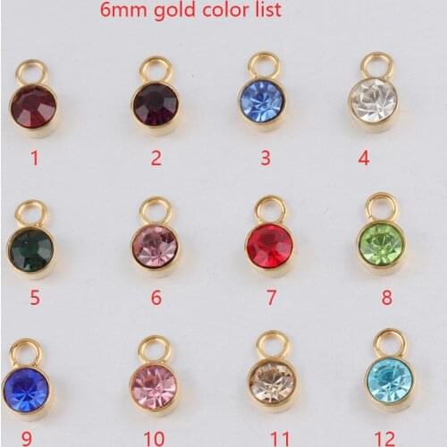 Silver Color/Golden/Rose Golden Stainless Steel Birthstone Charm Birthday Stone Colorful Crystal Birthstone Geboortestenen 60pcs