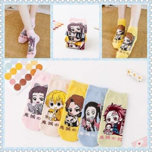 Funny Cute People Girls Cartoon Women Anime Straight Socks Casual Cotton Personality Fashion Socks For Girls 5 Pairs