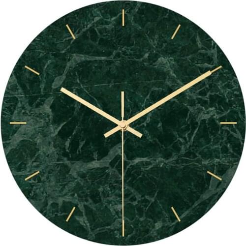 1pc Modern Wall Clock UV Printing Dark Green Marble Grain Decor Wall Clock Acrylic Clock without Battery for Office