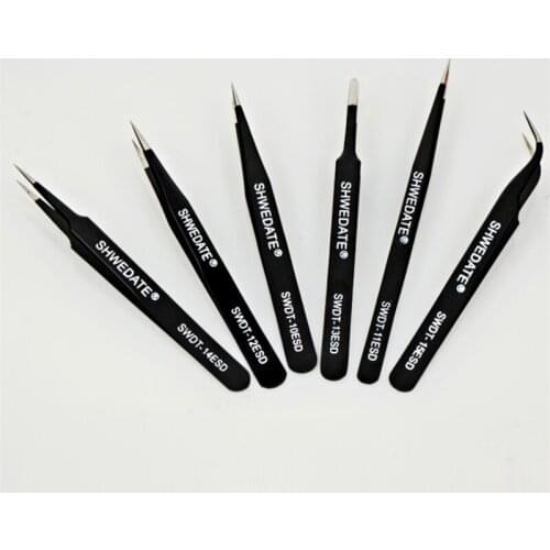 SWDT Anti-Static Super hard High Precision Stainless Steel Tweezers Repair Tool For Mobile Phone iPhone X/8/7 Plus