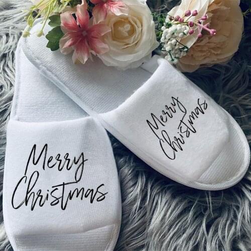 Merry Christmas slippers Xmas Eve Mom Dad Grandma grandpa Uncle aunt present gifts home bedroom door Decoration family Supplies
