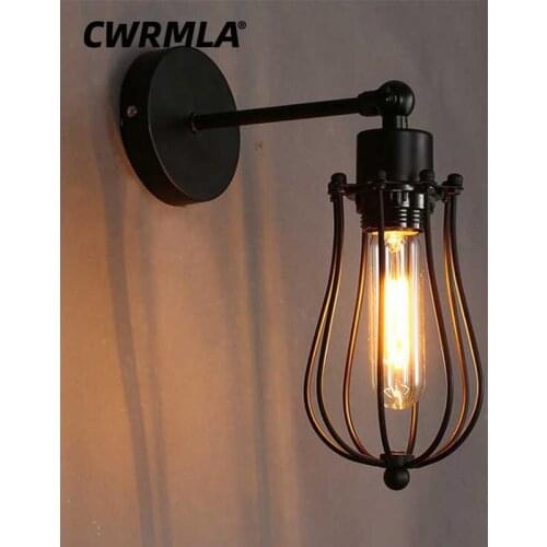 Vintage Loft LED Cage Wall Light Industrial Lighting Fixture Shade E27 Sconce Lights Modern Indoor Home Wall Lamp