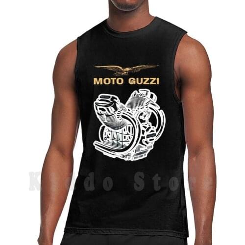 Guzzi Vintage Eagle Logo And V-Twin Engine tank tops vest sleeveless Moto Guzzi California Corsa Griso Le Mans Mille