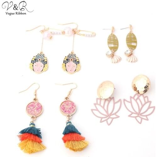 Diy Handmade Jewelry, Post/ Hook Earring Set, With Portiait/ Flower/ Epoxy Stone/ Tassel Pendant, Fashion Accessories DIY-162