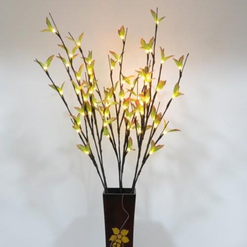 Green Leaves Lighted Branches 39' with 60Led + green leaves decoration Christmas New Year Wedding Holiday Daily home Decoration