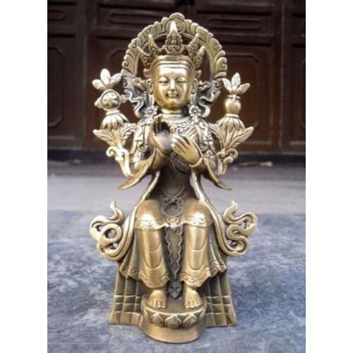 Chinas Tibet Buddhism bronze goddess guanyin bodhisattva figure of Buddha statue decoration metal handicraft