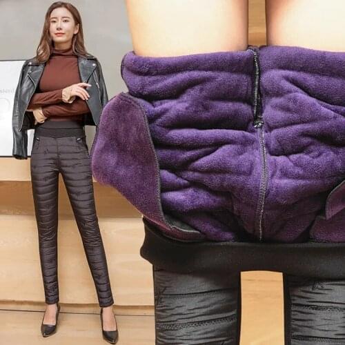 Winter Embroidery Trousers Women Fashion Down Cotton Warm Velvet Pants New Snow Wear Thick Straight Pants Large Size Sweatpants