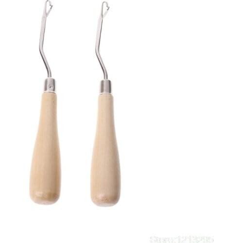 2Pcs/Set Crochet Hook Wood Handle Carpet Repair Latch Needle Knitting Hand Craft