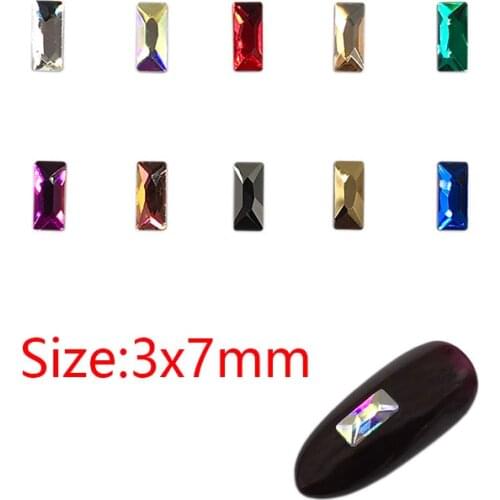 30/100Pcs Nail Art Rhinestone 3x7mm Strip Flatback Glass Crystal Shiny For Nail DIY Decoration Rhinestone