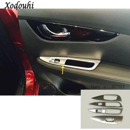 For Nissan Qashqai 2016 2017 2018 Car ABS Chrome Door Window Glass Interior Panel Armrest Lift Switch Button Trim Frame 4pcs
