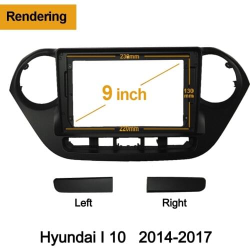 1-2Din Car DVD Frame Audio Fitting Adaptor Dash Trim Kits Facia Panel 9inch For HYUNDAI i10 2014-2017 Double Din Radio Player
