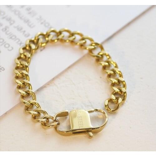 Stainless Steel Jewelry Statement Curb Buban Thick Link Chain Bracelets Bangles Geometric Charm Bracelets For Women