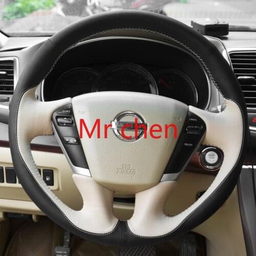 DIY Leather carbon fiber peach wood steering wheel cover for Nissan TEANA 08 10-11-13 Automotive interior