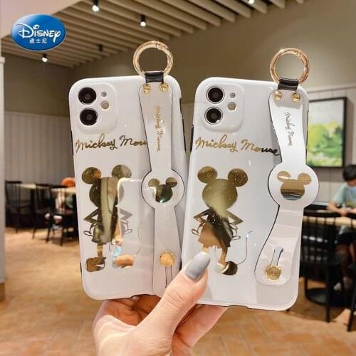 Fashion Mickey Mouse soft phone case For iphone 7 8 Plus Glossy IMD Wristband support cover For iphone XS XR XSMAX X capa