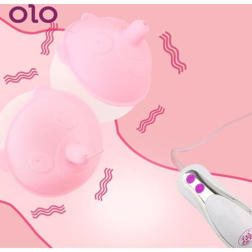 OLO Nipple Suction Cups Vibrator Tongue Lick Electric Breast Pump Nipple Sucker Breast Enlarge Massager Sex Toy for Woman