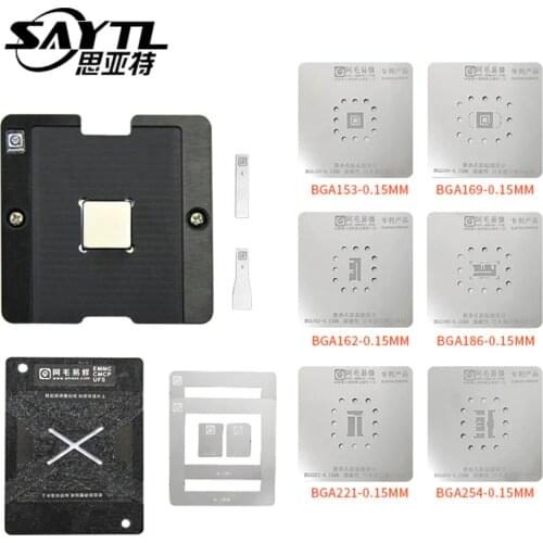 EMMC EMCP UFS BGA 153 162 169 186 221 254 Universal Maintenance Platform Planting Tin Net Suit Chip Repair tools