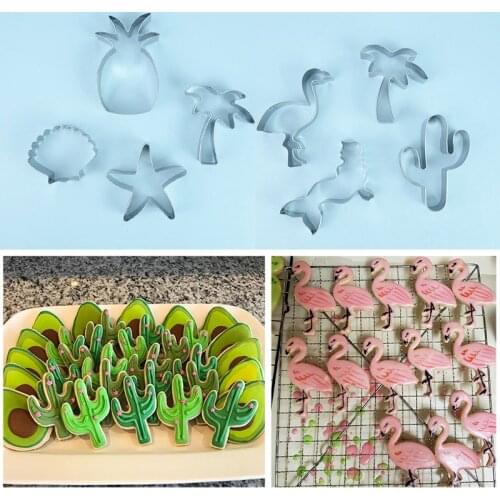 Biscuit Mold Stainless Steel Cookie Cutters Moulds Flamingo Pineapple Style DIY Mold summer party Decor Baking Kitchen Tools